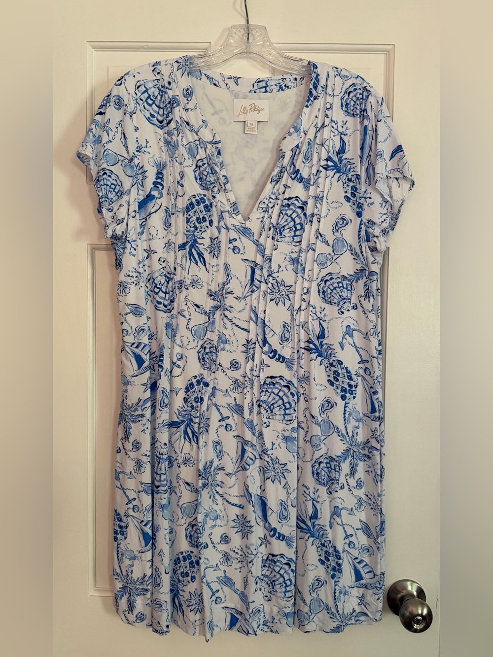 LILLY PULITZER ~ Ansella Tunic Dress Barefoot Beachcombers Blue - Size 10